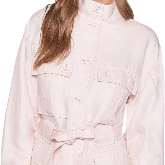 Joie Jackets & Blazers - Joie Sirena Linen Blend Utility Military Jacket Belt Shell Pink Women Size L